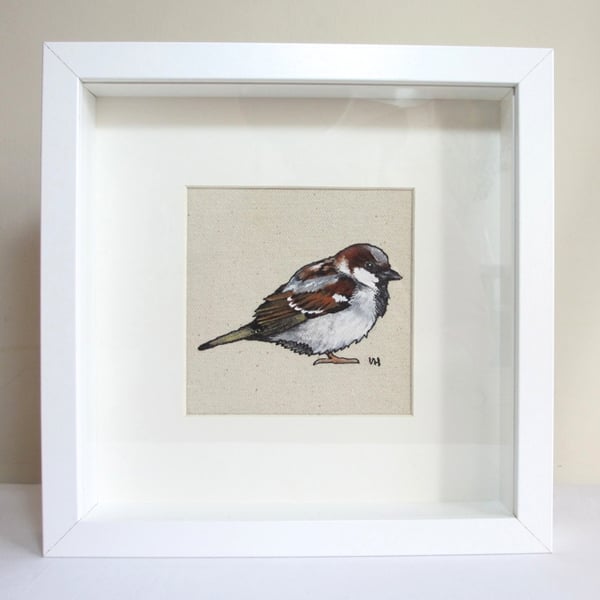 Male Sparrow Painting - Mounted