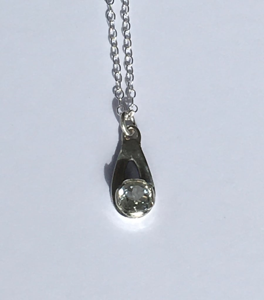 White Topaz Birthstone Drop Pendant 