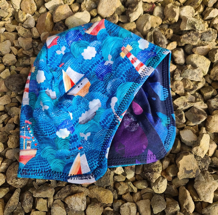 Reversable Bike Helmet Hat Baby Toddler - Boats & Raindrops