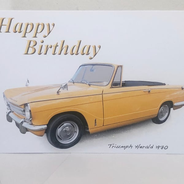 Triumph Herald Convertible 1970 - Birthday, Anniversary, Retirement, Plain Card