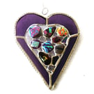 Heart Suncatcher Stained Glass Purple Abstract 024