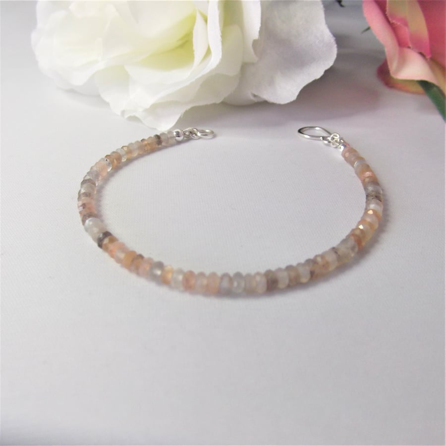 Moonstone faceted gemstone bracelet intuition femininity