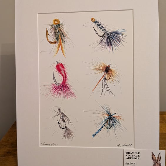 Fishing Flies, a signed print of an original painting