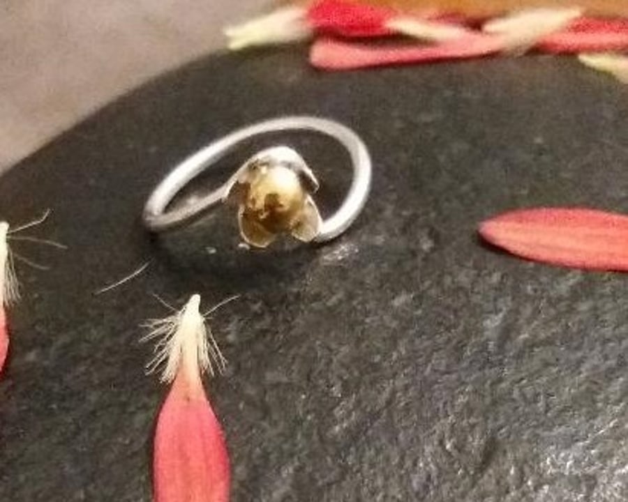 Sterling silver and gold plated flower ring