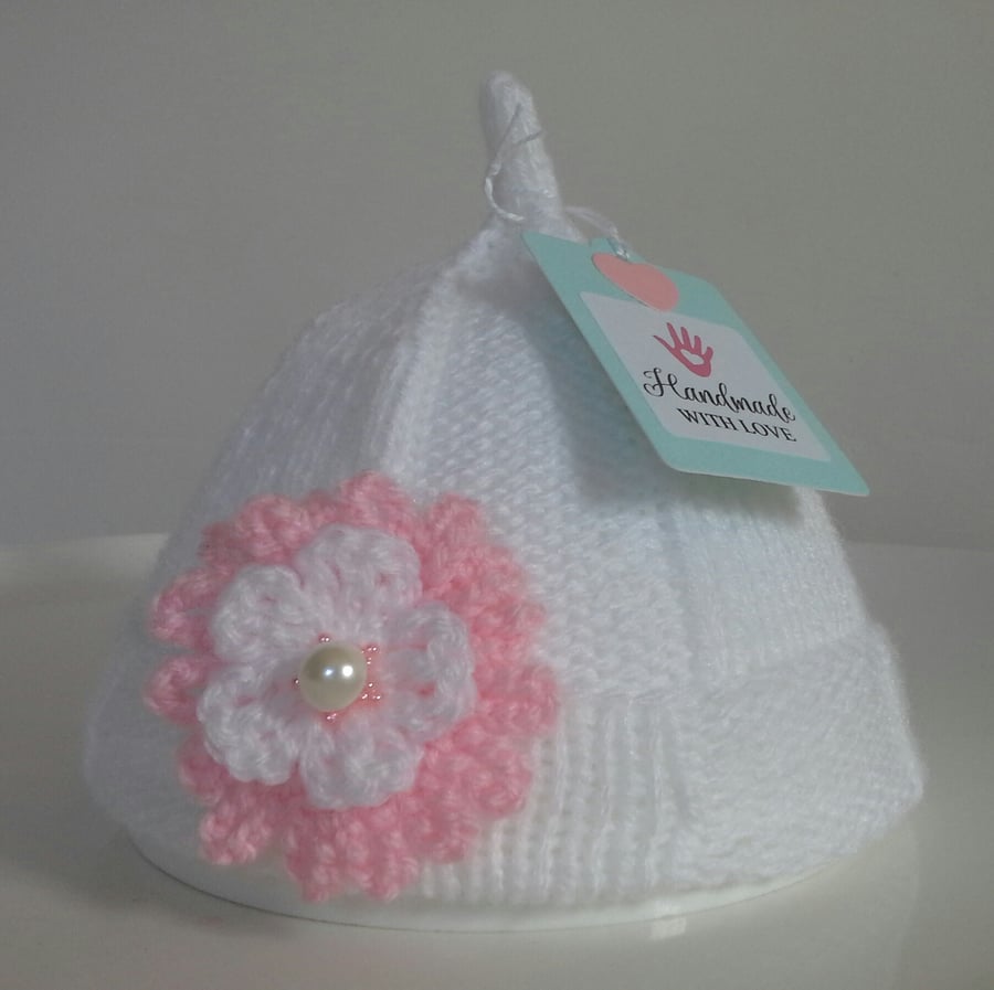 Baby Girl's Newborn Flower Pixie Hat