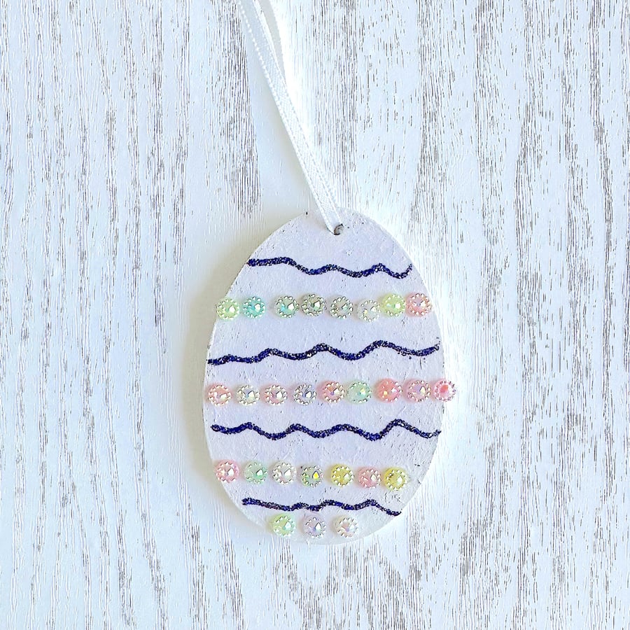 Easter egg decoration - hanging jewelled egg, handmade