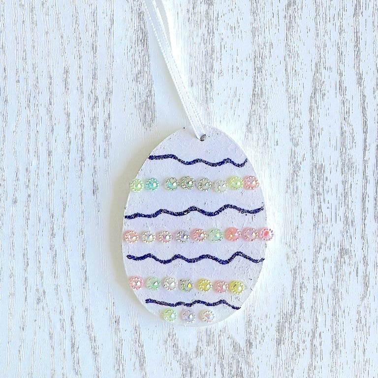 Easter egg decoration - hanging jewelled egg, handmade
