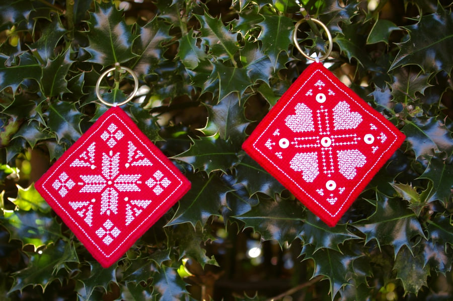 Christmas Decorations cross stitch Scandinavian style