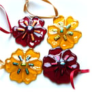 Poppy Decoration Fused Glass Suncatcher Yellow or Red 