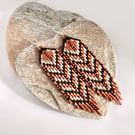 Feather inspired seed bead fringe earrings in earthy tones