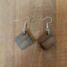 Handmade Wooden Earrings - Geometric Squares in American Walnut