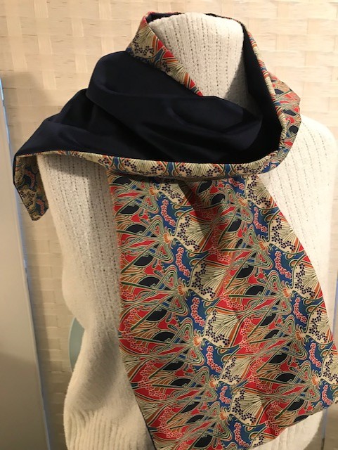 Liberty of London Print Long Scarf.Cotton Tana Lawn and Velvet  