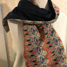 Liberty of London Print Long Scarf.Cotton Tana Lawn and Velvet  