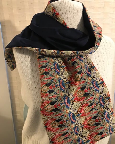 Liberty of London Print Long Scarf.Cotton Tana Lawn and Velvet  