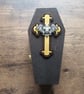 Vampire Bat and Wooden Cross Coffin Shaped Jewellery or Trinket Box 
