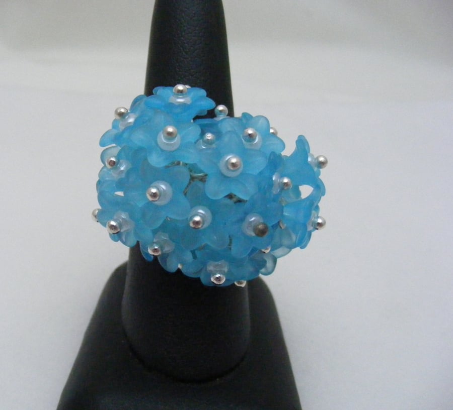 Adjustable Lucite Flower Ring.
