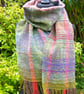 Handwoven One-of-a-Kind Scarf in Lilac, Pink, Purple & Green - Image 5