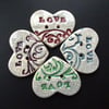 set of four chunky crackle heart ceramic buttons