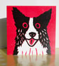 BORDER COLLIE DOG ON DARK PINK - Image 4