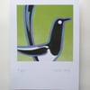 APRIL SALE - A4 British Bird Print - Magpie   