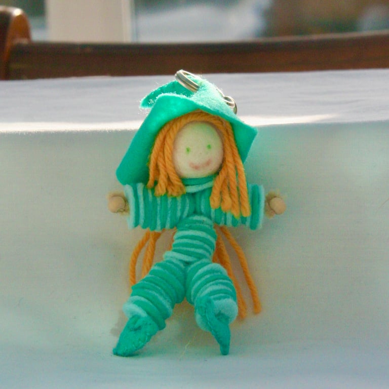Little Mint Green Felt Elf Bag Charm or Keyring