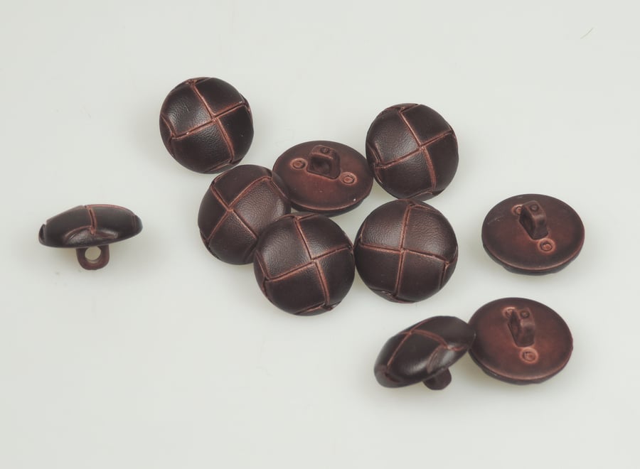 Chunky Brown Leather effect Button, 20mm Domed Round Button x 5 SALE