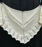 Milky white soft alpaca mix yarn hand knitted triangle lace shawl wrap - Image 3