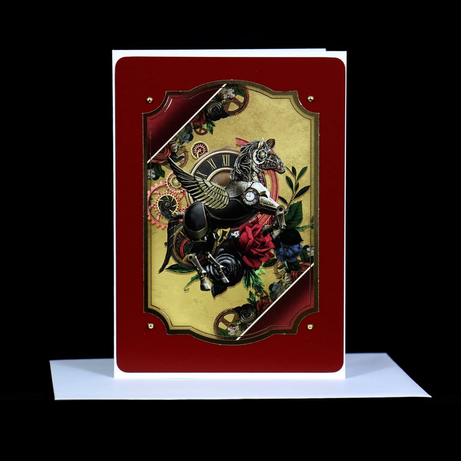 Pegasus Steam Punk greeting card