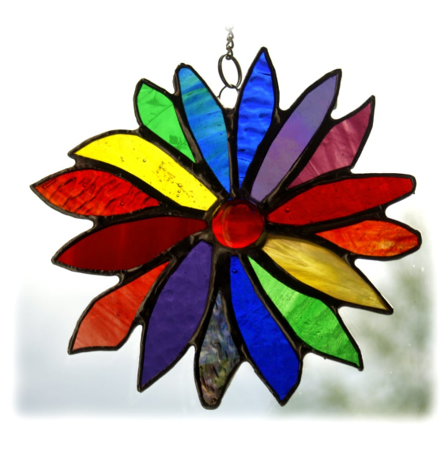 Rainbow Flower Stained Glass Suncatcher 019