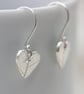 Silver Heart Earrings with Leaf Pattern - Image 1