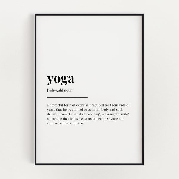 YOGA DEFINITION PRINT, Quote Print, Wall Art Print, Yoga Studio Decor Gift