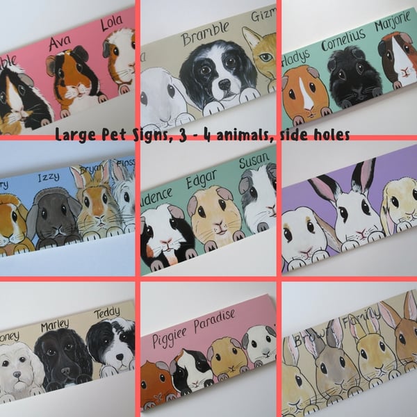 Personalised Pet Hutch Shed Sign customised  L side holes 3 or 4 Animals