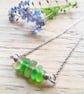 Horizontal Stacked Seaglass Necklace: Spring Green - Image 1