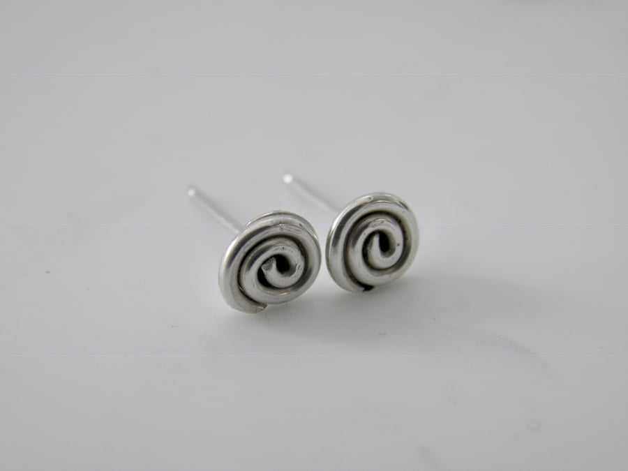 Small Sterling Silver Spiral Post Earrings