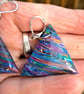 Triangular polymer clay rainbow earrings