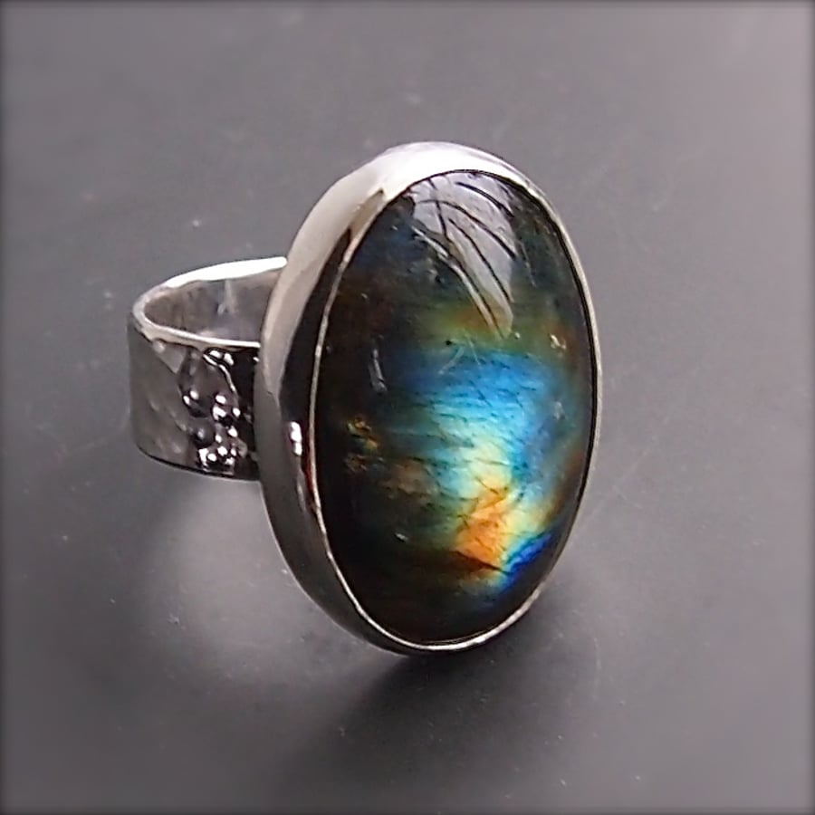 Large Labradorite Sterling Silver Ring