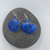 Double ginkgo leaf aluminium earrings in blue