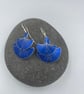 Double ginkgo leaf aluminium earrings in blue