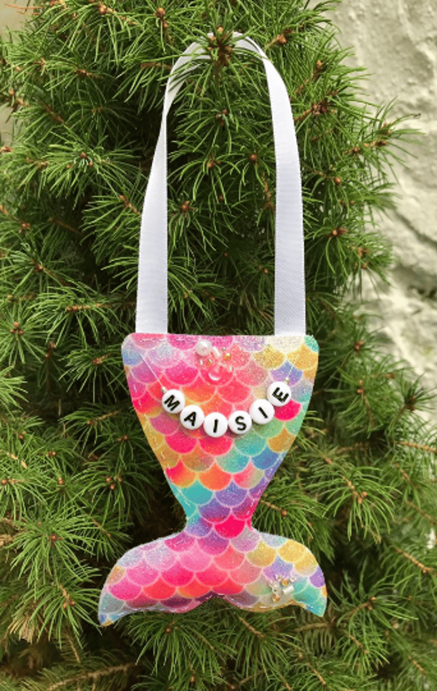 Personalised Mermaid Tail Christmas Tree Decoration any name