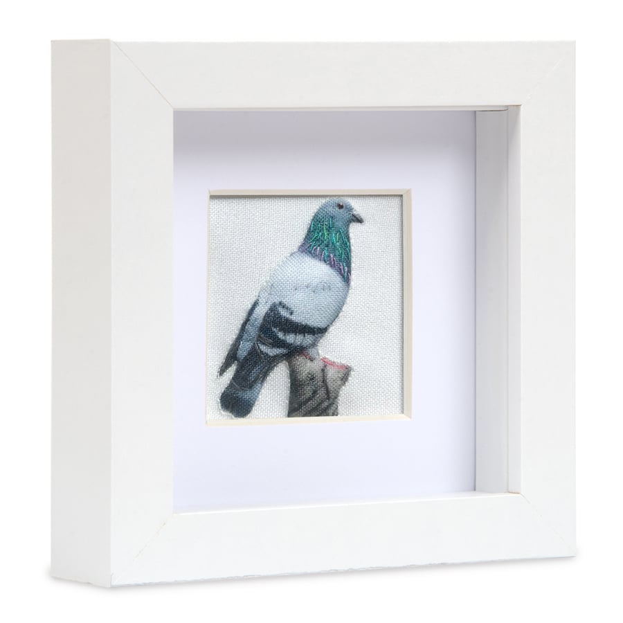 Pigeon, little 3D fabric pigeon picture framed, pigeon gift, pigeon ornament