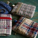 Small Coin Purse with Key Ring – Vintage Fabric Zipper Pouch Key Chain 
