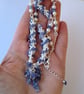 Genuine Tanzanite and Shell Pearl Hand Beaded Tassel Necklace 18 - 19 Inch - Image 6