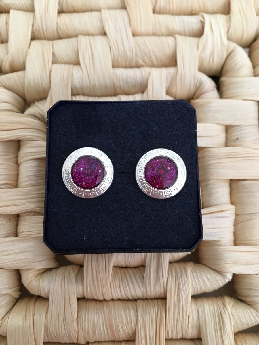 Vibrant Mulberry Pink Stud Earrings