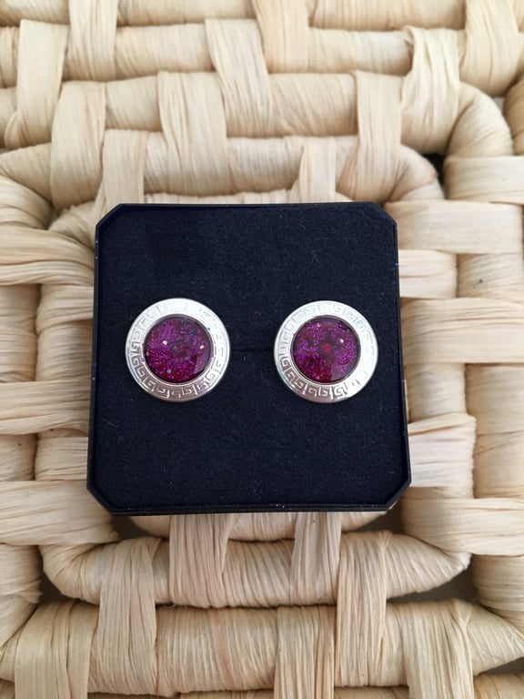 Vibrant Mulberry Pink Stud Earrings