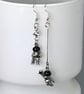 SPACEMAN STAR EARRINGS starfall mismatched cute cool silver plate - Image 3