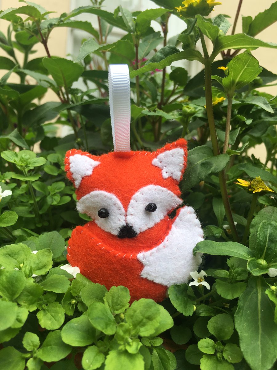 Orange Felt Fox Hanging Ornament