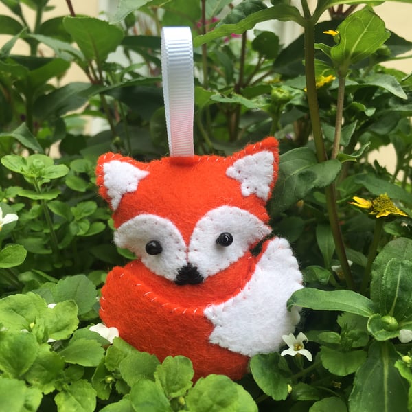 Orange Felt Fox Hanging Ornament