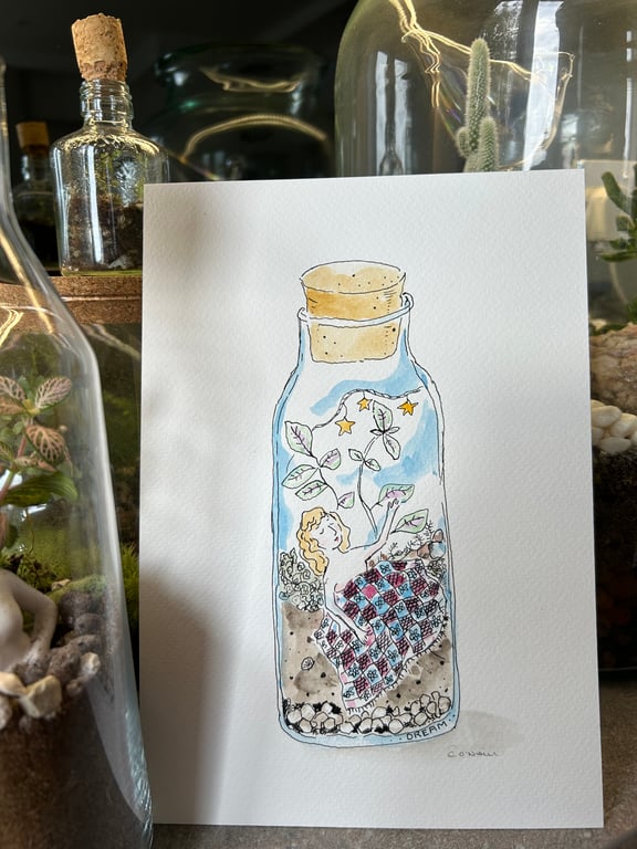 Dream Terrarium  -  Original Water Colour and Ink drawing