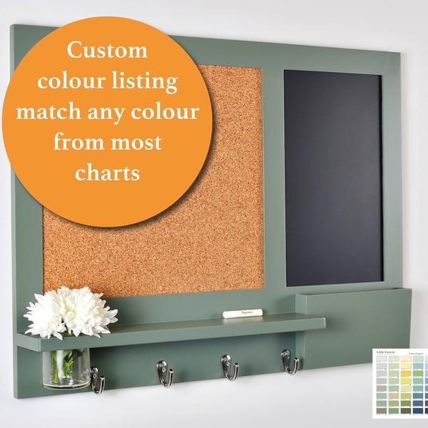 Chalk Board or Whiteboard, Pin Board Organiser Custom Colour Frame