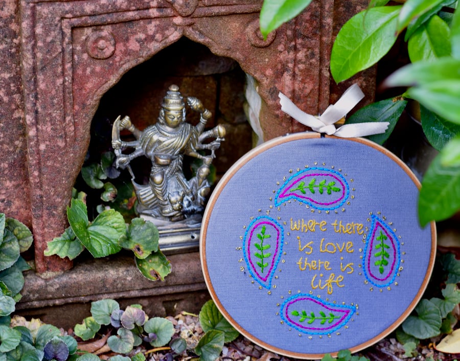 Gandhi quote embroidery hoop.